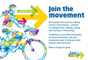 Community based travel marketing programs such as TransLinks TravelSmart program encourage people to get out of their cars an onto their bikes.