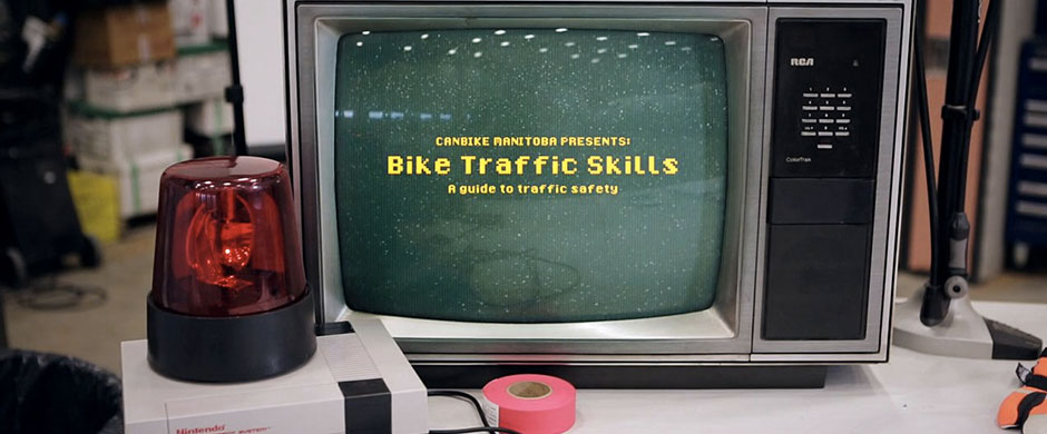Old TV screen with mention Bike Traffic Skills